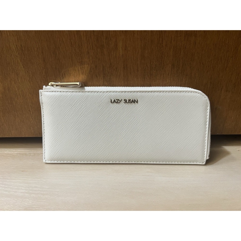 LAZY SUSAN Slim Long Wallet Leather‎ Women's White New With Flaws